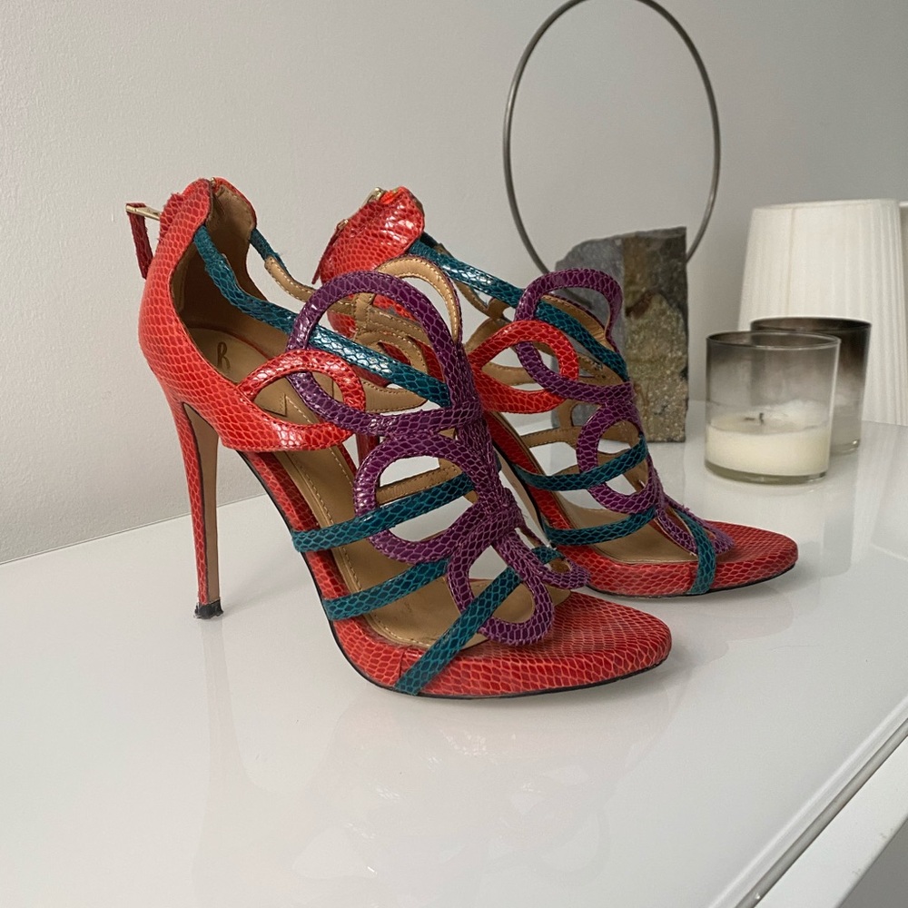 Brian Atwood High Heel Phyton Sandals 8.5